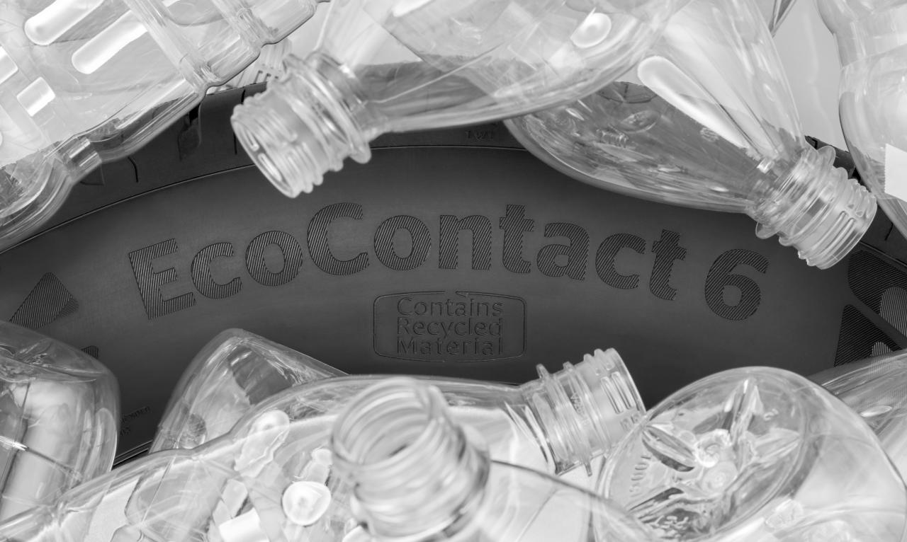 Continental EcoContact 6 zwischen PET Flaschen
