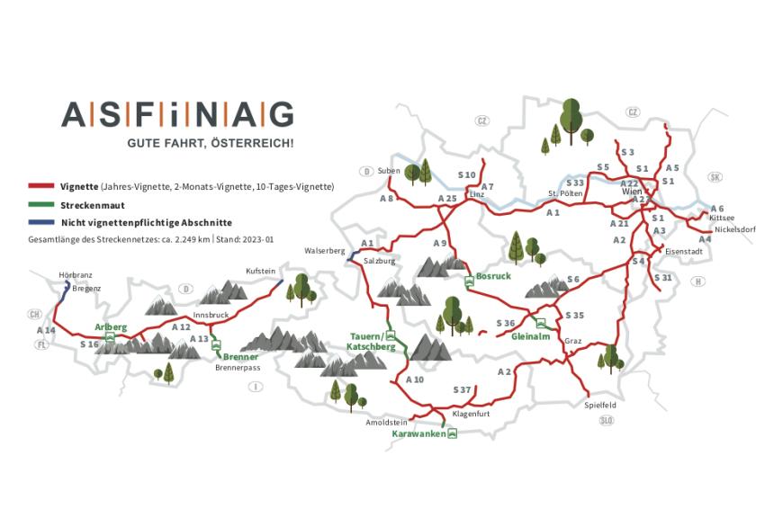 ASFINAG Karte mautpflichtige Strecken