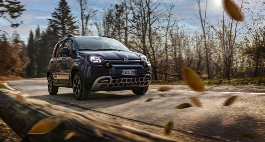 Kleinwagen Fiat Panda Front/Seite in Fahrt