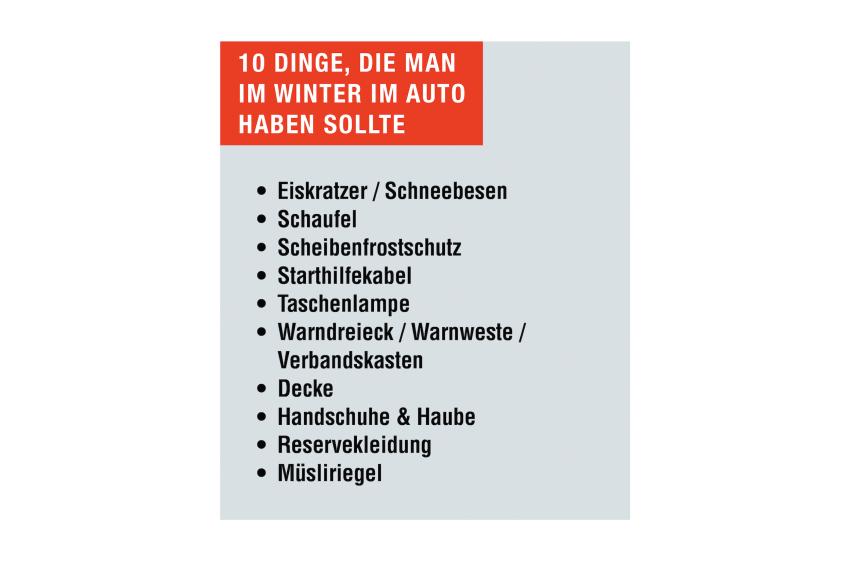 10 Dinge, die man im Winter im Auto haben sollte