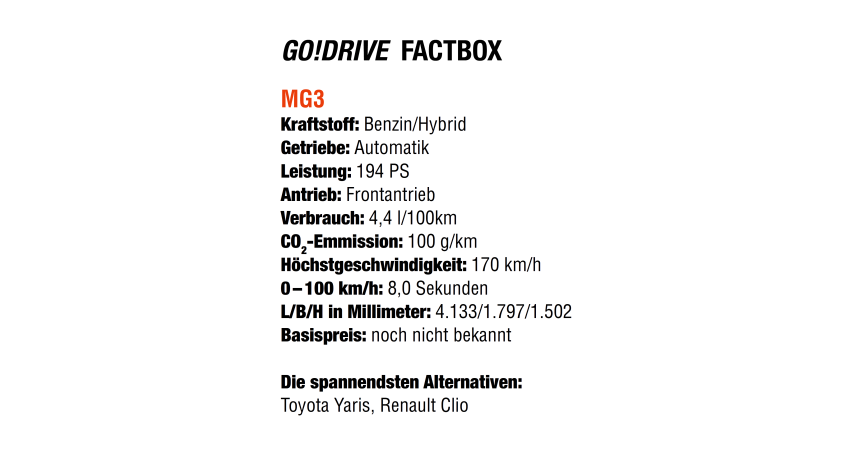MG3 Factbox