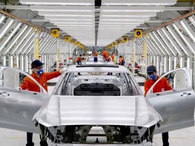 Volvo Produktionslinie Karosserie